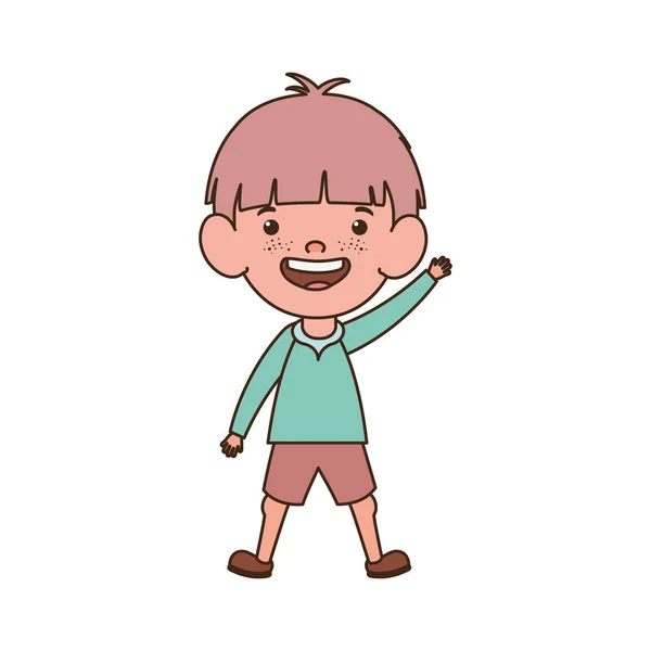 Bebé niño de pie sonriendo sobre fondo blanco — Vector de stock