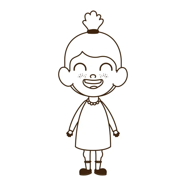 흰색 배경에 미소 를 서 있는 아기 소녀의 실루엣 — 스톡 벡터