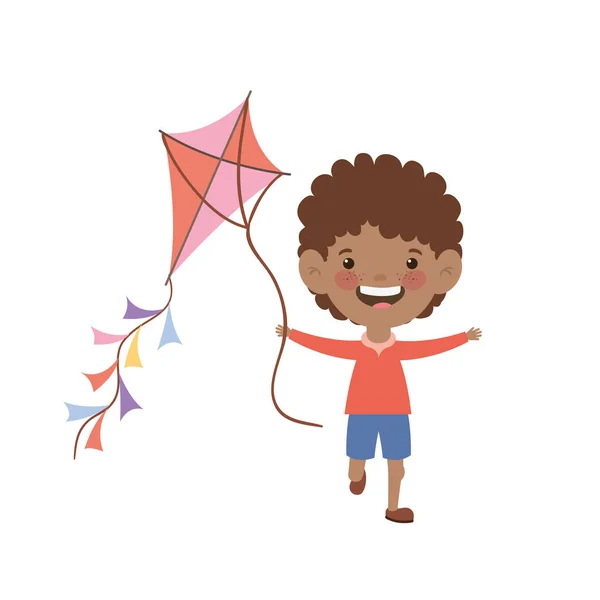 Baby boy standing with kite in the hand — Stock Vector