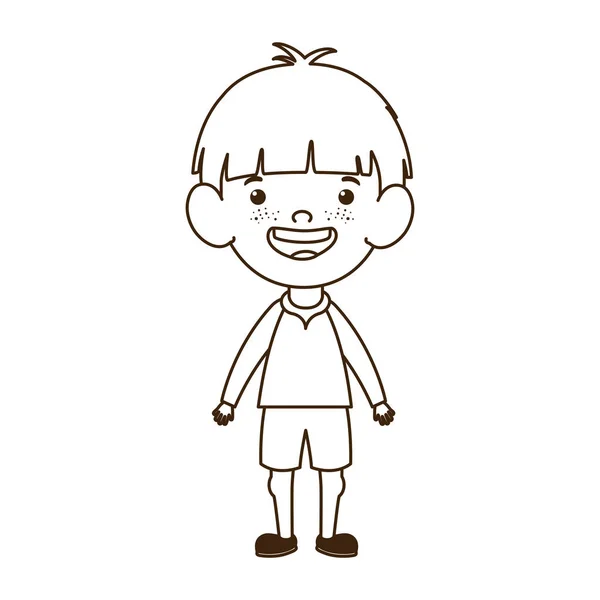 Silhouette eines kleinen Jungen, der lächelnd auf weißem Hintergrund steht — Stockvektor