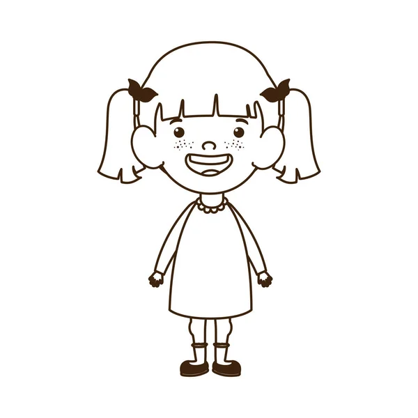 Silhouette eines kleinen Mädchens, das lächelnd auf weißem Hintergrund steht — Stockvektor