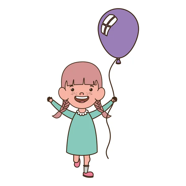 Niña sonriendo con globo de helio en la mano — Archivo Imágenes Vectoriales
