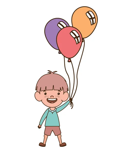 Bébé garçon souriant avec des ballons d'hélium à la main — Image vectorielle