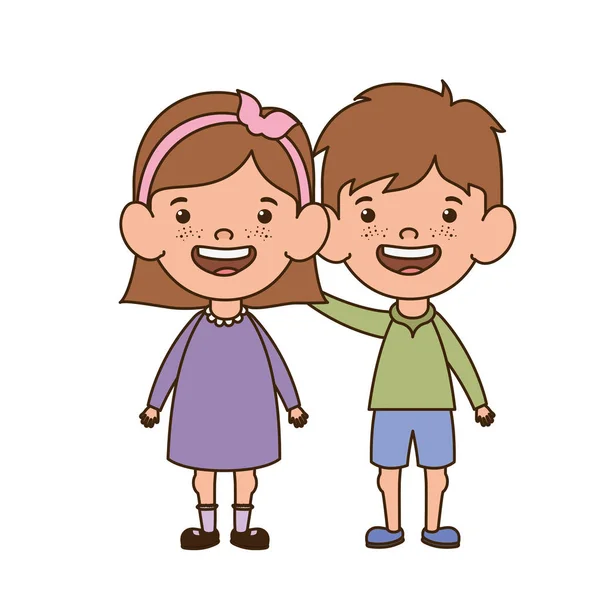 Couple baby standing smiling on white background — Stock Vector