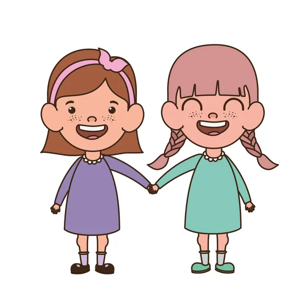Dětské dívky, které se usmívají na bílém pozadí — Stockový vektor
