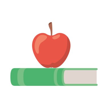 elma meyve simgesi ile okul kitabı