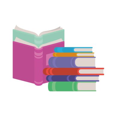 Beyaz arkaplan üzerine kitap yığını