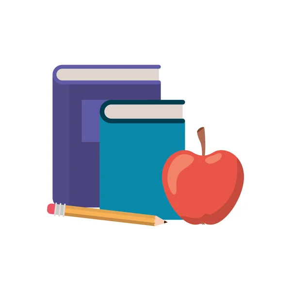 Stos książek z ikoną jabłkowego owocu — Wektor stockowy