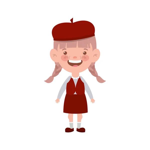 Estudiante chica de pie sonriendo sobre fondo blanco — Vector de stock