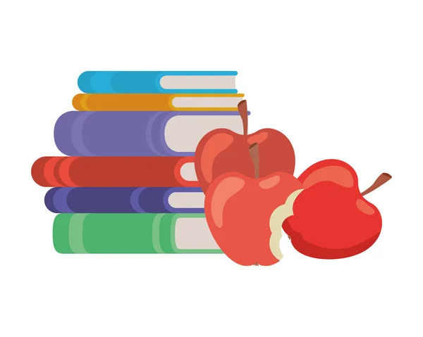 Stos książek z ikoną jabłkowego owocu — Wektor stockowy
