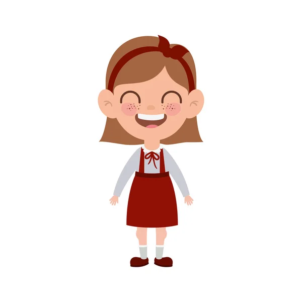 Estudiante chica de pie sonriendo sobre fondo blanco — Vector de stock