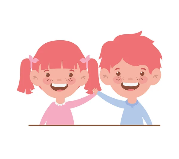 Couple baby smiling on white background — Stock Vector