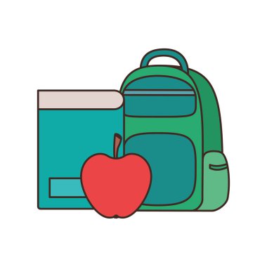 beyaz arka plan üzerinde dizüstü bilgisayarlar ile çanta okul