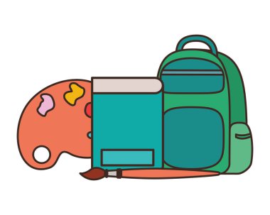 beyaz arka plan üzerinde dizüstü bilgisayarlar ile çanta okul