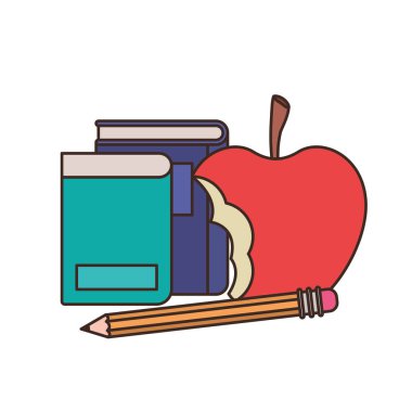 elma meyve simgesi ile kitap yığını