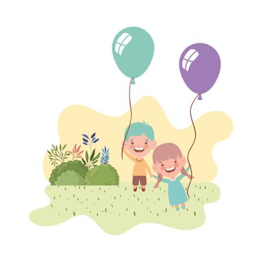 elinde helyum balonu ile gülümseyen çift bebek