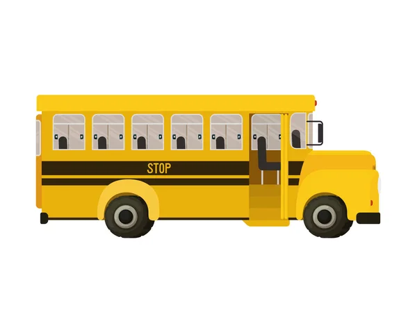 School bus color yellow isolated icon — Stock Vector