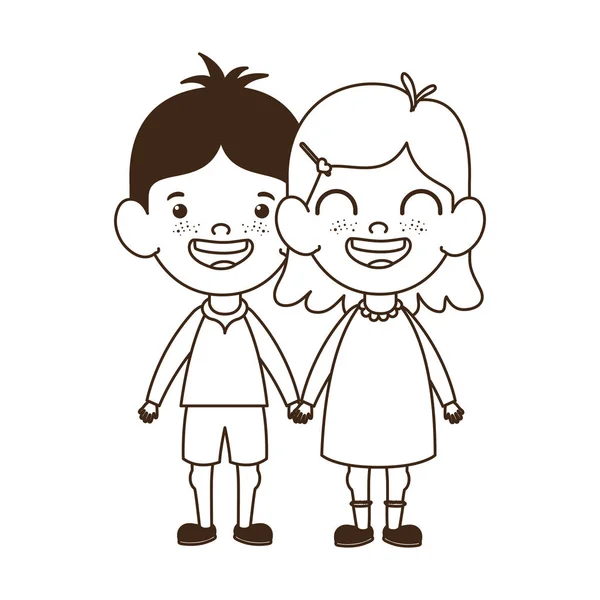 Silhouette de couple bébé debout souriant — Image vectorielle