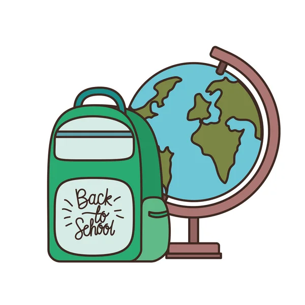 学校のハンドバッグを持つ地球の地球 — ストックベクタ