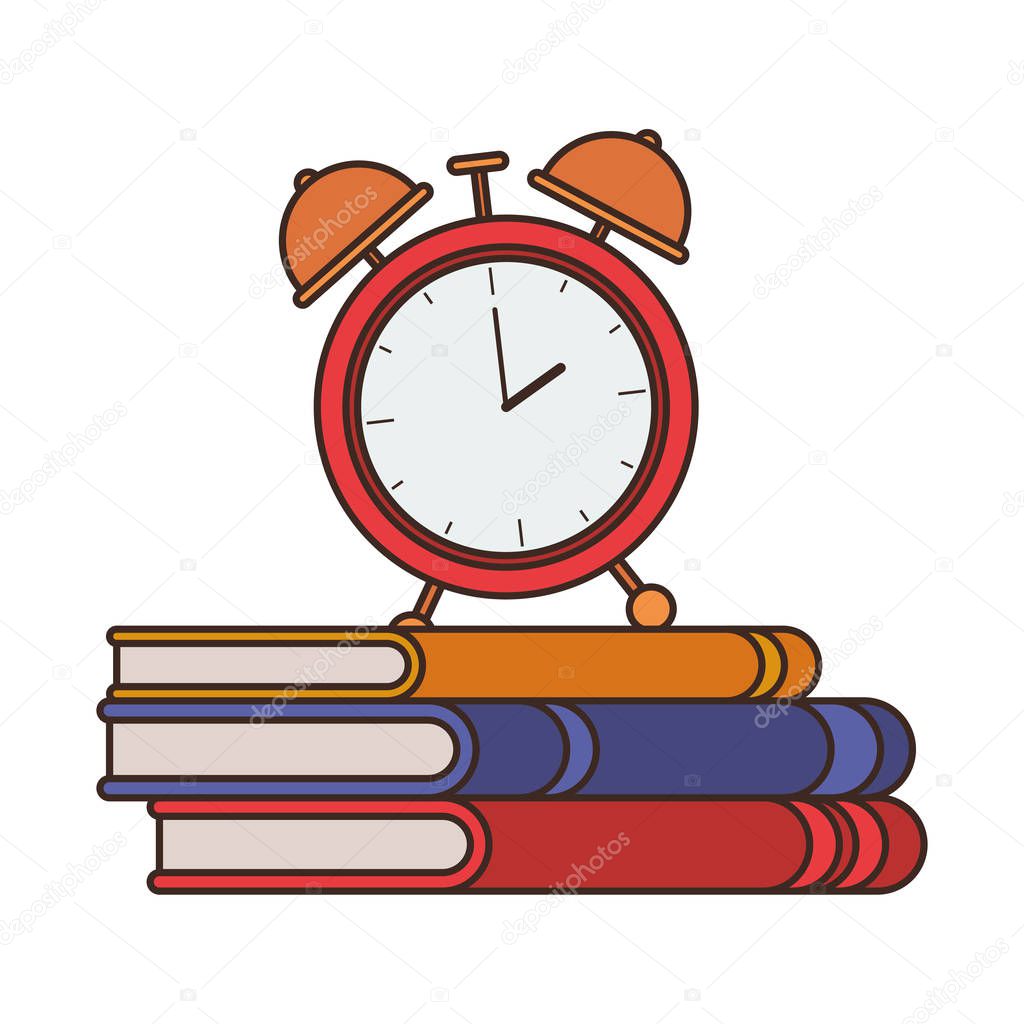 book of school with alarm clock icon