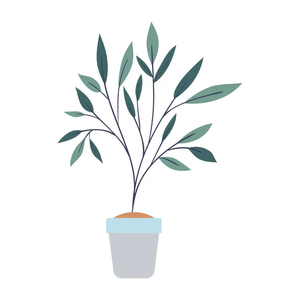Plante d'intérieur avec icône isolée en pot — Image vectorielle