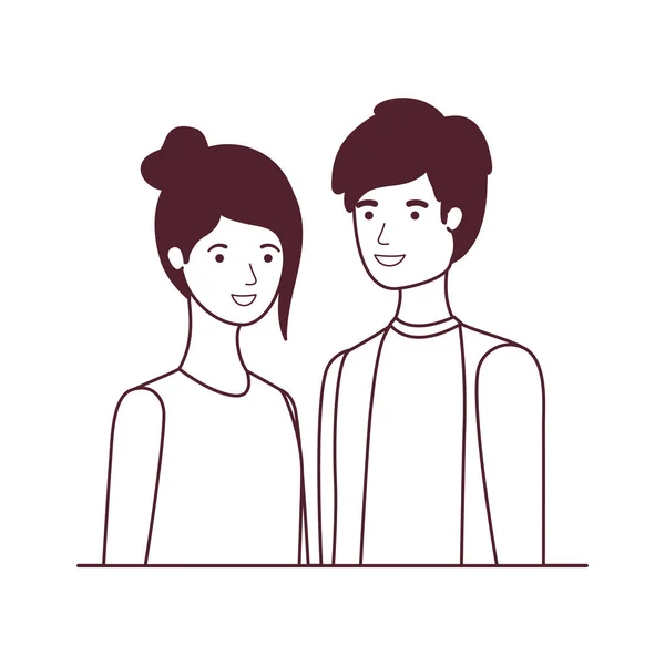 Silhouette des Paares im weißen Hintergrund Charakter — Stockvektor