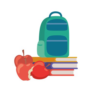 beyaz arka plan üzerinde dizüstü bilgisayarlar ile çanta okul