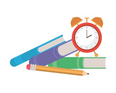 çalar saat simgesi ile okul kitabı