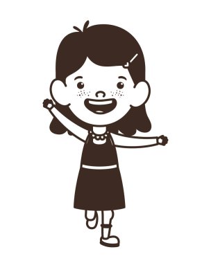 beyaz arka plan üzerinde duran öğrenci kız silueti