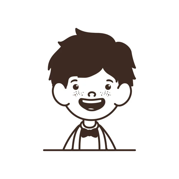 Silhuett av elev pojke leende på vit bakgrund — Stock vektor