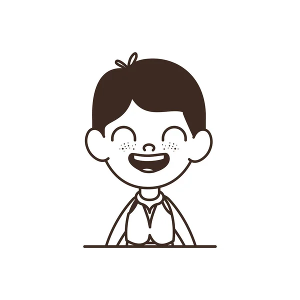 Silueta studentského chlapce s úsměvem na bílém pozadí — Stockový vektor