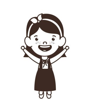 beyaz arka plan üzerinde duran öğrenci kız silueti