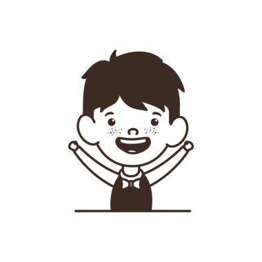 beyaz arka plan üzerinde gülümseyen öğrenci çocuk silueti