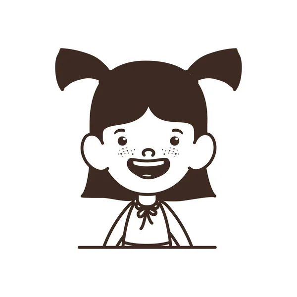 Silueta de estudiante niña sonriendo sobre fondo blanco — Vector de stock