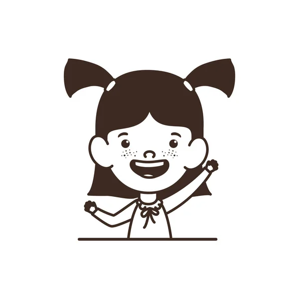 Silueta de estudiante niña sonriendo sobre fondo blanco — Vector de stock