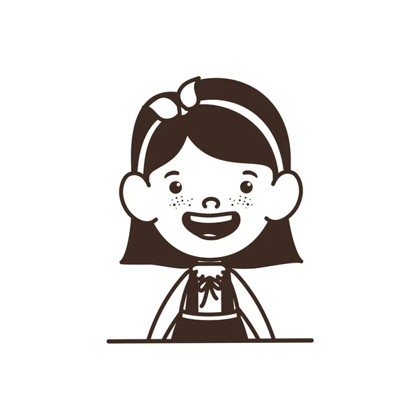 学生女孩在白色背景上微笑的剪影 — 图库矢量图片
