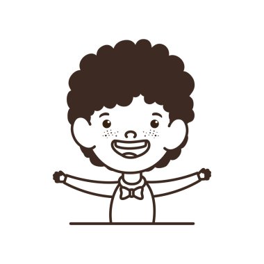 beyaz arka plan üzerinde gülümseyen öğrenci çocuk silueti