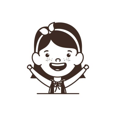 beyaz arka plan üzerinde gülümseyen öğrenci kız silueti