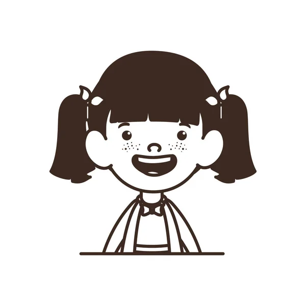 Silueta de estudiante niña sonriendo sobre fondo blanco — Vector de stock