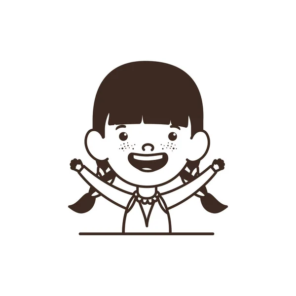 Silhouette de la fille étudiante souriant sur fond blanc — Image vectorielle