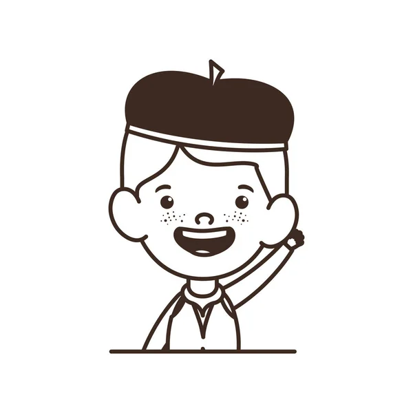 Sziluettje tanuló fiú mosolyogva fehér háttér — Stock Vector