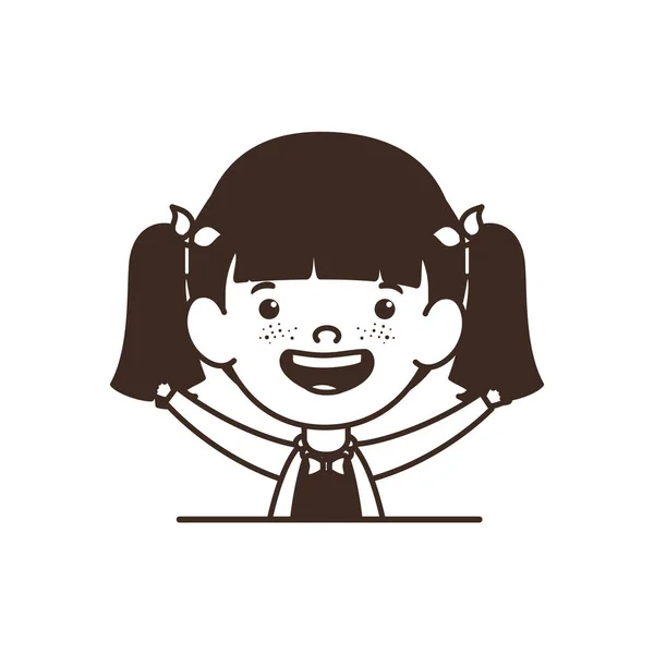 Silueta de estudiante niña sonriendo sobre fondo blanco — Vector de stock