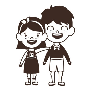 beyaz arka plan üzerinde duran öğrencilerin çift siluet