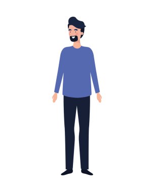 beyaz arka planda duran genç adam