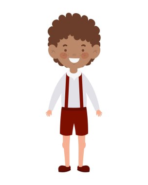 beyaz arka plan üzerinde gülümseyerek duran öğrenci çocuk