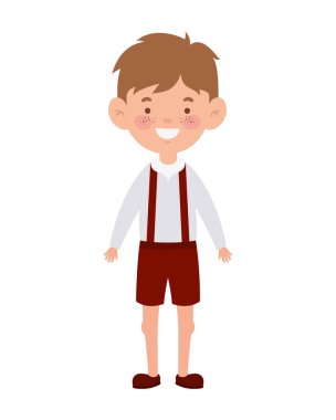 beyaz arka plan üzerinde gülümseyerek duran öğrenci çocuk