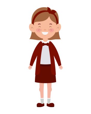 beyaz arka plan üzerinde gülümseyerek duran öğrenci kız