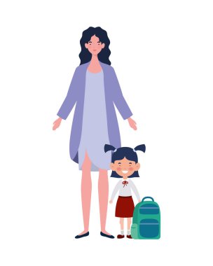 okula geri çocuklu kadın