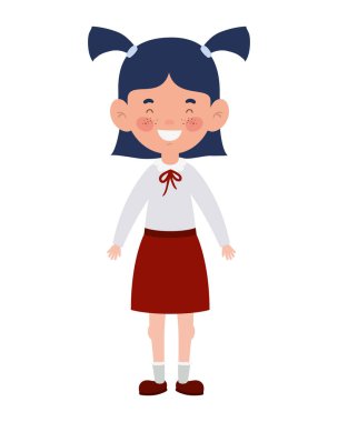 beyaz arka plan üzerinde gülümseyerek duran öğrenci kız