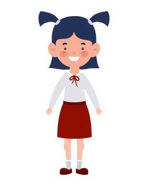 beyaz arka plan üzerinde gülümseyerek duran öğrenci kız